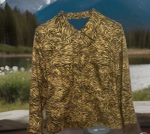 Maggie London Brown /Gold Animal Print Jacket Size 10 - Picture 1 of 11