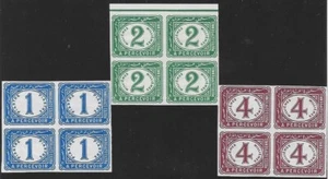 EGYPT 1888-1915, POSTAGE DUE, SET 3 BLOCKS x4, UPRIGHT WATERMRK., MNH. - Picture 1 of 2