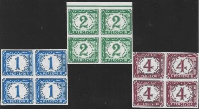 EGYPT 1888-1915, POSTAGE DUE, SET 3 BLOCKS x4, UPRIGHT WATERMRK., MNH. - Image 1 of 2
