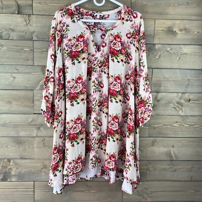 Vestido para mujer Jodifl manga 3/4 ojo de cerradura floral plisado boho campesino talla grande Foto 1 de 4