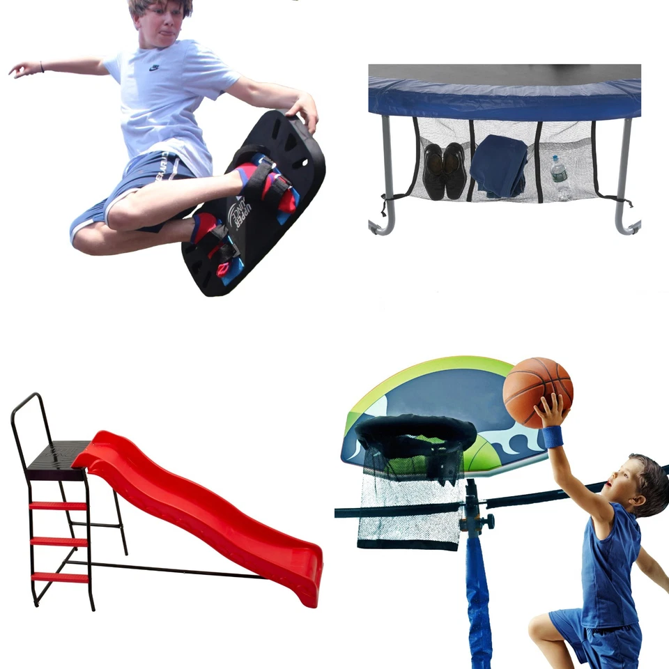Accesorios para trampolín: tabla de rebote, bolsa para zapatos, aro de baloncesto, escalera deslizante Foto 1 de 1