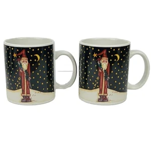 Midnight Santa Mug Set of 2 Becca Barton Certified International - Picture 1 of 9