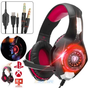 Pro Gaming Headset With Mic for XBOX One/S Wireless PS4 Headphones Microphone - Picture 1 of 12