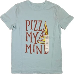 Camiseta Cat & Jack Niños Azul Manga Corta Algodón Pizza My Mind Gráfico Talla S 6/7 - Imagen 1 de 2