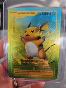 Super Feueratmender Drache Regenbogen Folie Fan Art Vinyl Sammler Pokemon Karte - Bild 1 von 5