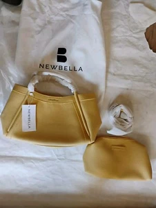 Borsa e pochette Newbella in ecopelle gialla, nuova - Foto 1 di 3