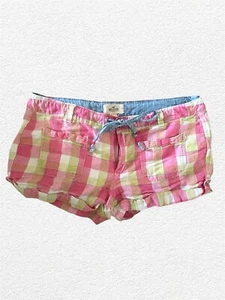 Hollister Shorts Bottoms Women's Junior Size 7 Pink White Plaid Cotton Blend - Picture 1 of 4