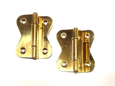 Par de bisagras de gabinete Hoosier para puerta inferior de latón macizo pulido Foto 1 de 4