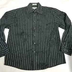 Eighty Eight Shirt Black Stripe Button Up Long Sleeve Mens Medium - Picture 1 of 4