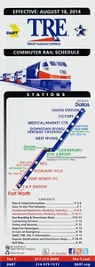 TRE Trinity Railway Express Dallas Commuter Timetable August 18, 2014 = - Picture 1 of 1