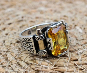 Men's Handmade Ring,Jewelry 925 Sterling Silver Citrine Stone Gift Ring All Size - Picture 1 of 6