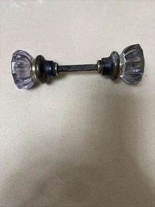 Vintage 12-Point Clear Crystal Glass & Brass Door Knob - Picture 1 of 3