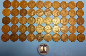 1909 (P) Solid Date Roll of 50 Lincoln Wheat Cents - Better Average Circ (I) - Picture 1 of 6