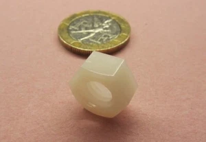 Hex Nut, Natural Nylon Plastic, 5/16"-18 Thread x 17/64 H, 100 Pcs - Picture 1 of 12