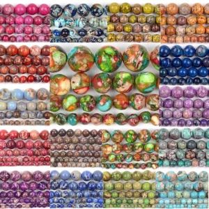 4/6/8/10mm Natural Colorful Sea Sediment Jasper Stone Round Bead For Jewelry DIY - Picture 1 of 42
