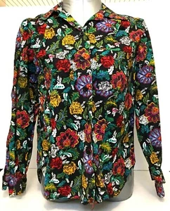 Women's Vintage Retro Handmade Multi-color Collar Top Button Up Shirt Floral  - Picture 1 of 10