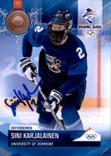 Sini Karjalainen Signed 2022 By Beijing Olympics Womens Hockey Card Team Finland