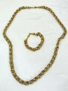Vintage Costume Jewelry 28" Chunky Link Gold Tone Chain Necklace and Bracelet - Picture 1 of 7