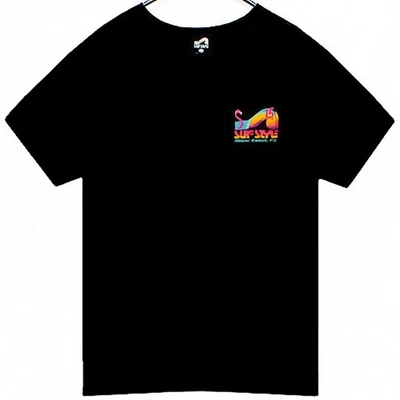 Miami Beach FL Mens T Shirt Size L Surf Style Black - Image 1 of 4