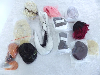 12 doll wig lot 7 8 9 brown red blonde lavender pink 1/4 Leeke Monique Unoa BJD - Image 1 of 4