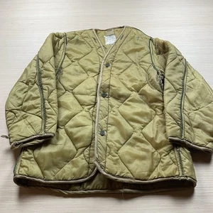 Vintage 70s Quilted Army Liner Japanese Jacket S Bomber Olive - Picture 1 of 15