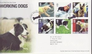 GB Stamps First Day Cover Working Dogs, rescue, guide, police, bone SHS 2008 - Picture 1 of 1