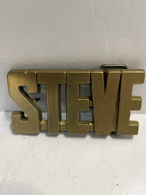 - Hebilla de cinturón vintage años 80 color latón nombre Steve Foto 1 de 4