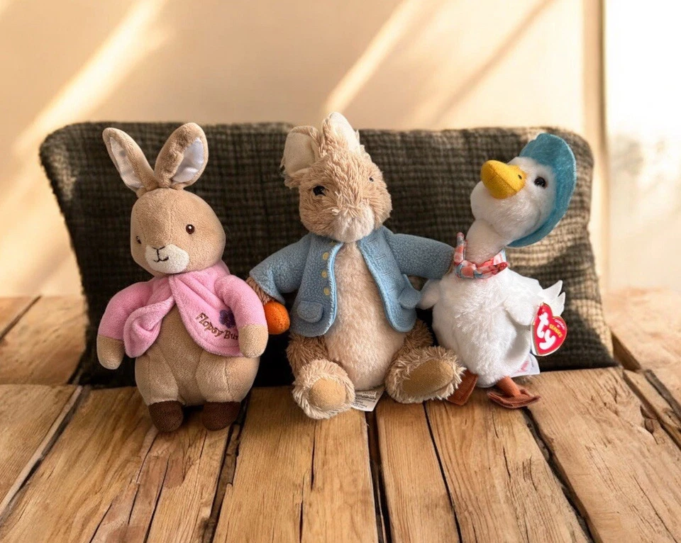 Beatrix Potter Peter Rabbit Flopsy Bunny  & Ty Jemima Puddle Duck Plush Lot 7” - Image 1 of 1