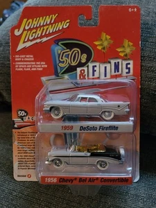 RARE '50S & Fins Desoto & Chevy Bel Air  2 PACK JOHNNY WHITE LIGHTNING CHASE SET - Picture 1 of 6