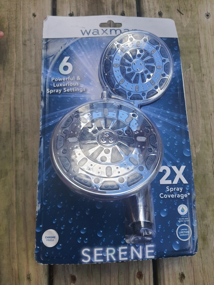 Chrome Waxman Fixed Shower Head with Handheld & 6 Spray Settings, Premium 1Pk - Imagem 1 de 1