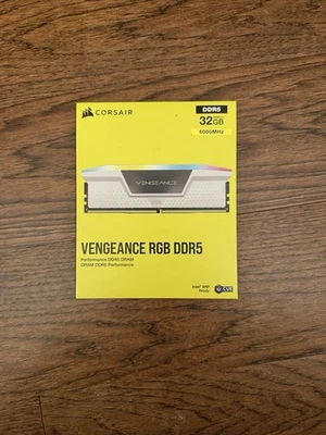 BRAND NEW CORSAIR VENGEANCE RGB 32GB (2x16GB) DDR5 6000MHz C36 UDIMM - WHITE - Image 1 of 4