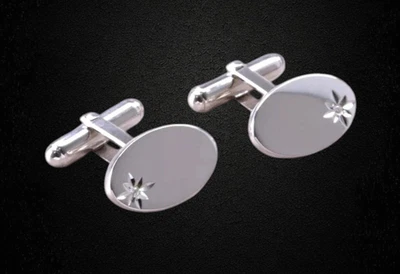 Naturale Ovale Set Diamanti Gemelli 925 Argento Sterling Formali Uomo S Gioielli - Immagine 1 di 4