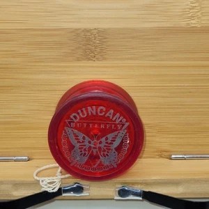 Duncan Yo-Yo Red Butterfly Silver text ~ good used condition - Picture 1 of 6