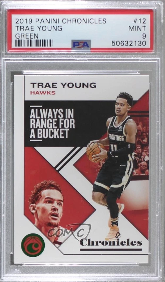 2019-20 Panini Chronicles Green Trae Young #12 PSA 9 MINT - Image 1 of 2