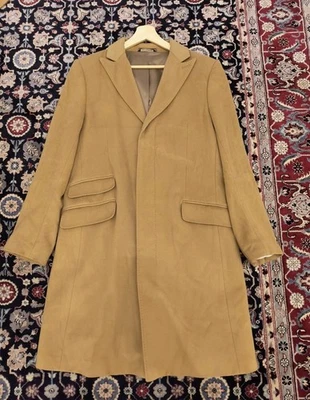 Banana Republic Overcoat Men's Medium Beige Wool Cashmere Camel Peak Lapel - Image 1 of 4
