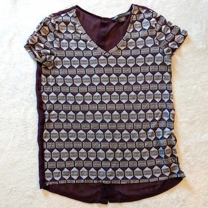A/X Armani Exchange Geometric Sheer Button-up Back Blouse Women's XXS 17" chest - Picture 1 of 5