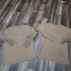 Duke Mens Long Sleeve Athletic Shirt Tan Size Medium Lot Of Two Discolored - Picture 1 of 20
