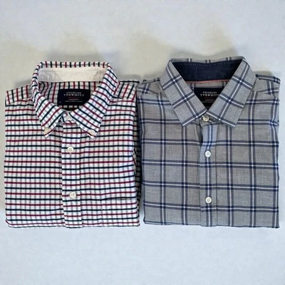 Lote de 2 Camisas de Fin de Semana Charles Tyrwhitt Usadas en Excelente Condición Para Hombres M Algodón A Cuadros Calce Ajustado LS Foto 1 de 4