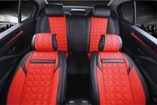 Set Complet Rouge & Noir Voiture Siège Housses PU Cuir Universel Chien Animal