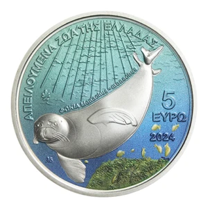 Grecia - 5 Euro 2024, EL SELLO MONJE MEDITERRÁNEO, Plata - Imagen 1 de 3