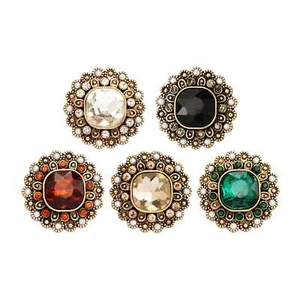 5pcs Vintage Style Metal Buttons with Gemstone Retro Craft Sewing Decor 18/23mm - Picture 1 of 8