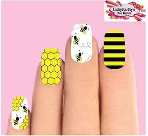 Juego de 10 calcomanías de uñas completas tobogán acuático - surtido de rayas de panal de abejas - Imagen 1 de 1