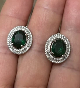 Luxus Diamanten Ohrringe 925 Silber Peridot Quarz Ohrringe - Picture 1 of 6