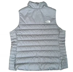North Face 550 Damen XXL Puffer Weste grau Daunen Federn durchgehender Reißverschluss Taschen Logo - Bild 1 von 13