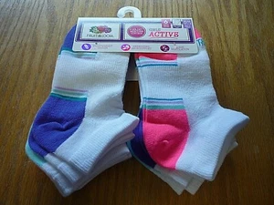 6 pack Assorted Colorful Girls Low Cut Fruit of the Loom socks size 10.5-4 - Picture 1 of 2