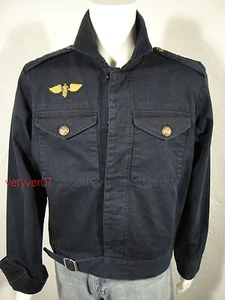 New RALPH LAUREN D&S Military Field "IKE" Jacket Cotton Twill Navy Blue sz L - Picture 1 of 9