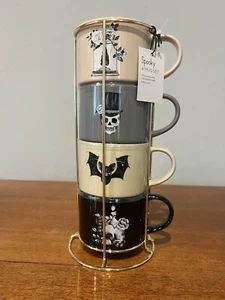 Stackable Gothic Halloween Mugs Neutral Earth Tones Victorian - Picture 1 of 7