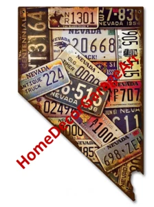 Nevada License Plate State Map Metal Art Sign, Cutout Shape, 2 Sizes - Picture 1 of 3