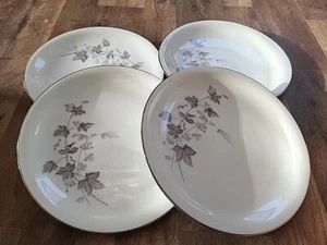 Lot of 4 vintage Noritake Porcelain China Ivyne Platinum Band Dinner Plates - Picture 1 of 6
