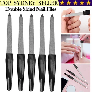 5PCS Double Sided Nail Files Stainless Steel Plastic Handle Metal File AU Stock - Picture 1 of 7